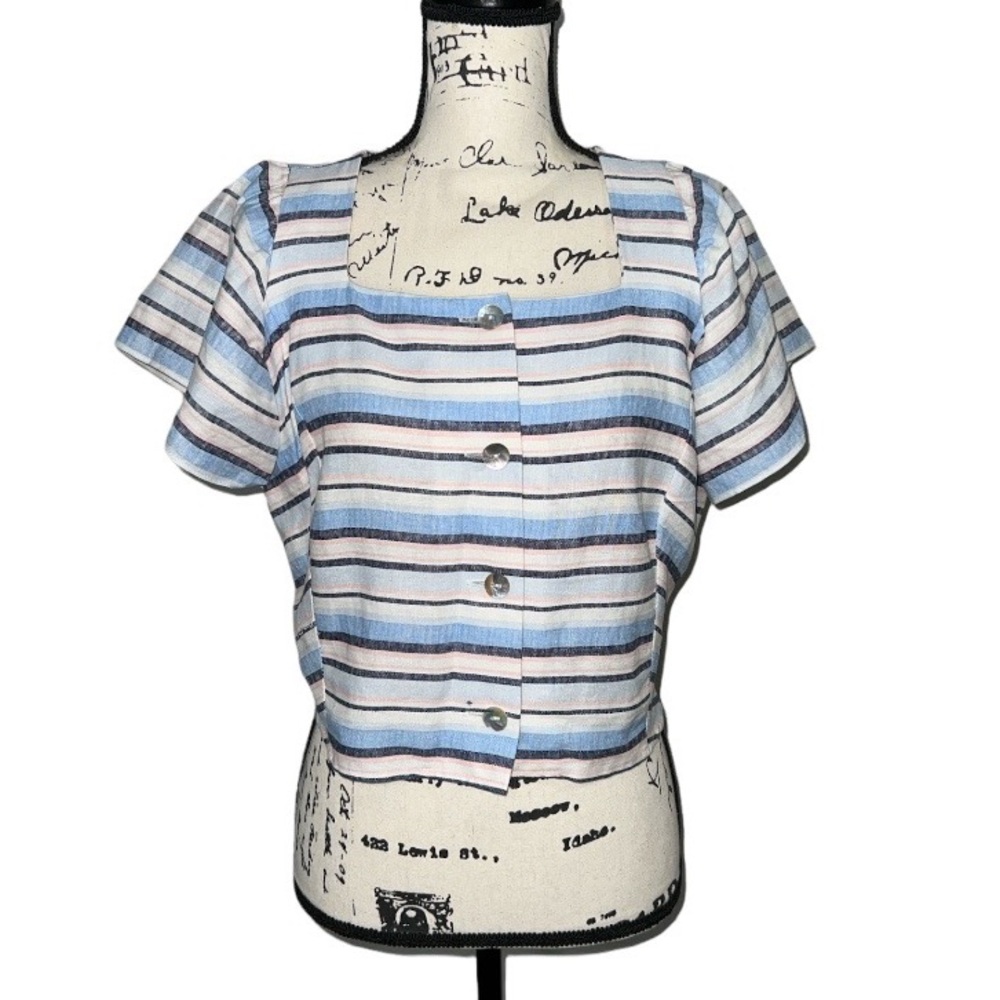 Coco Bianco Striped Cropped Shirt